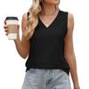 Casual Women's Tank Top Loose Solid Color Sleeveless V-neck Basic Vest For Daily Wear