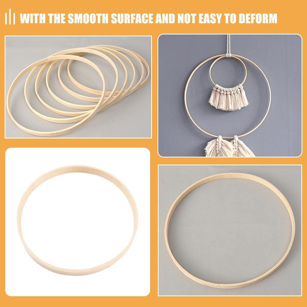8Pcs Bamboo Rings for DIY Macrame Crafts Dream Catcher Wreath Hoops Supplies Bamboo Rings Wreath Hoops Macrame Supplies