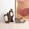 Handmade Wooden Vase Abstract Hollowed-out Natural Wood Flower Vase Flower Arrangement Accessories Hemp Rope Home Decoration