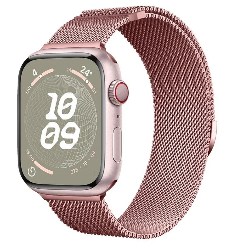 Milanese Strap For Apple Watch 10 9 8 7 41 45mm Ultra2 49mm Men's Women's Metal Breathable Band For iWatch SE 44 40 42 46mm Belt