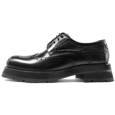 Fashion Big Head Thick Sole Elevated Genuine Leather Casual Leather Shoes Men New Fashion Comfortable Block Carved Derby Men's Shoes