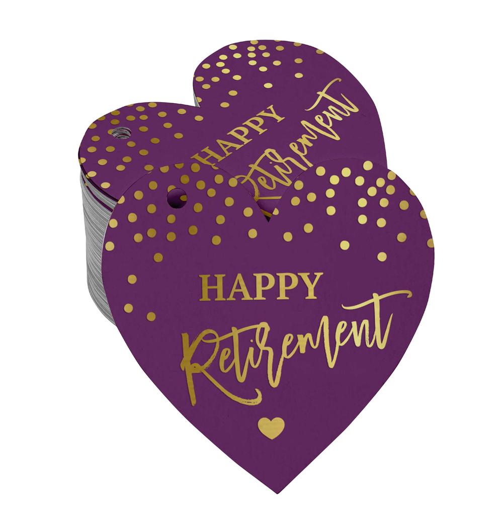 Inkdotpot Silver Foil Paper Hang Tag Happy Retirement Favor Tag 100 Pieces
