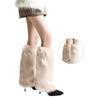 Fuzzy Faux Furs Leg Warmers Furs Heels Long Boots Cuffs Cover Has Elastic One Pair Carnivals Boot Cover Y2K JK Uniform
