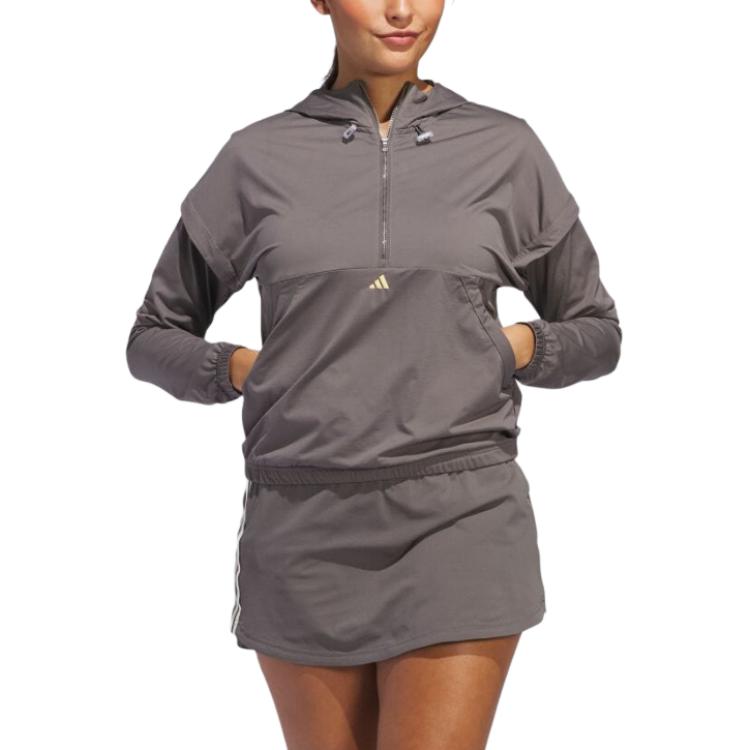 Adidas Logo Hooded Long Sleeve Jacket Women jackets Gray IP4208