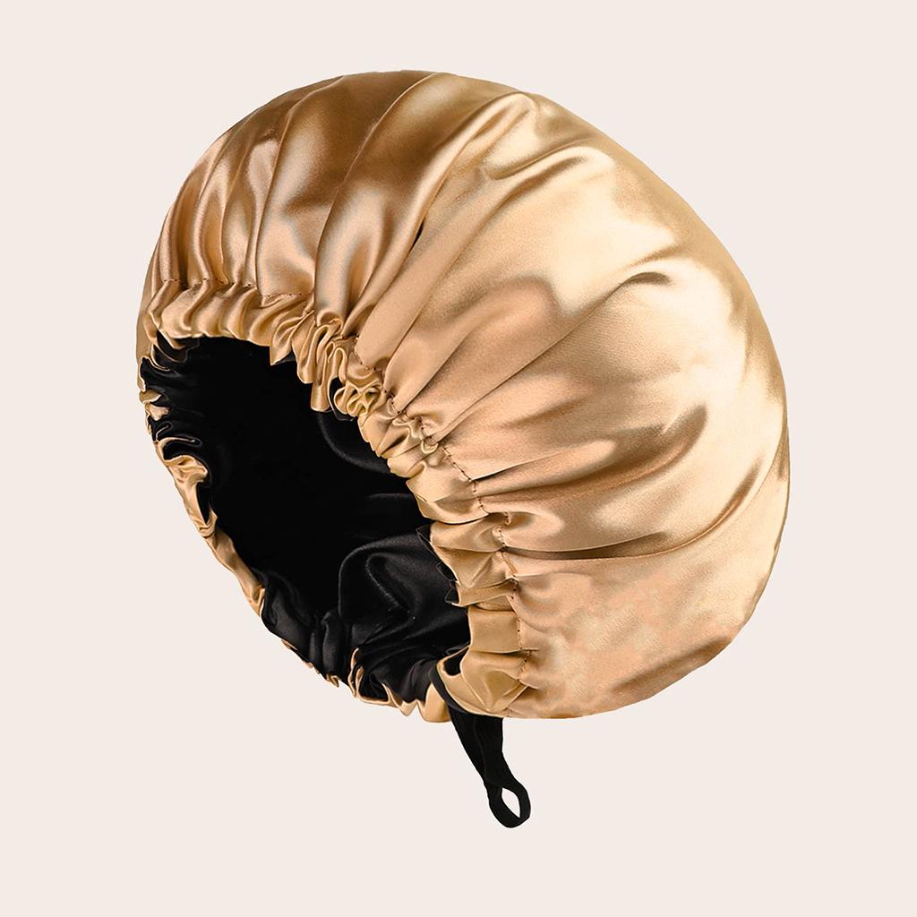 2024 Fashionable Double-Sided Satin Sleep Cap for Women - Elastic, Stylish Hair Protection with Button Design