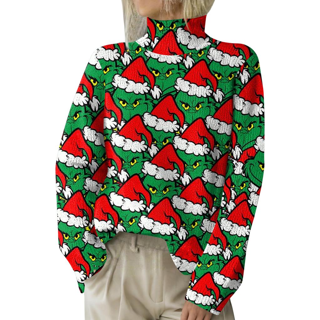 Christmas Sweatshirts For Women Knit Sweater Cute Shirt Fall Turtleneck Pullover Tops