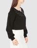 Jill by Jill Stuart Women's Mid-Gauge Beaded Cardigan Sweater, Black
