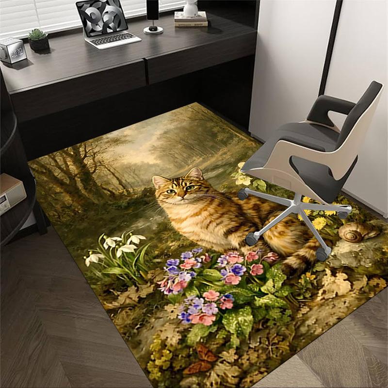 

1PC cat flowers Non-Slip Floor Carpet Compatible for Office&Living Room&Bedroom&Dining room - Flat-Weave Machine-O331 60cm by 90cm
