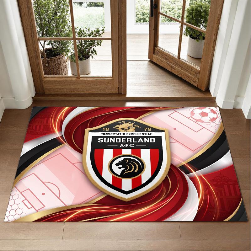 Sunderland Football Design Crystal Velvet Rug Soft Decorative Mat for Bedroom Entrance