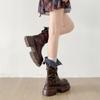 Braune Retro-Martin-Stiefel mit dicker Sohle und dickem Absatz für Damen, neu für Sommer 2025, Britischer Stil, dünne niedrige Schaftstiefel