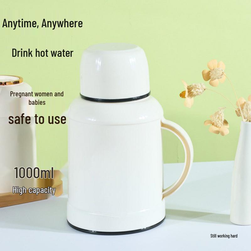 1000ML Large Capacity Thermos Flask, Portable & Insulated, Available in White, Orange, Green, Red