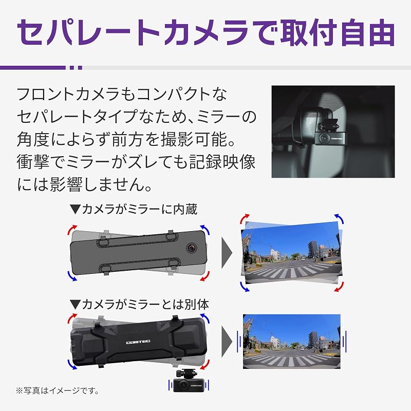 COMTEC ZDR-880M Mirror-Type Dashcam: Front and Rear Dual Cameras, PureCel Plus Technology High-Sensitivity Sensor, 2MP FullHD Front and Rear Cameras,