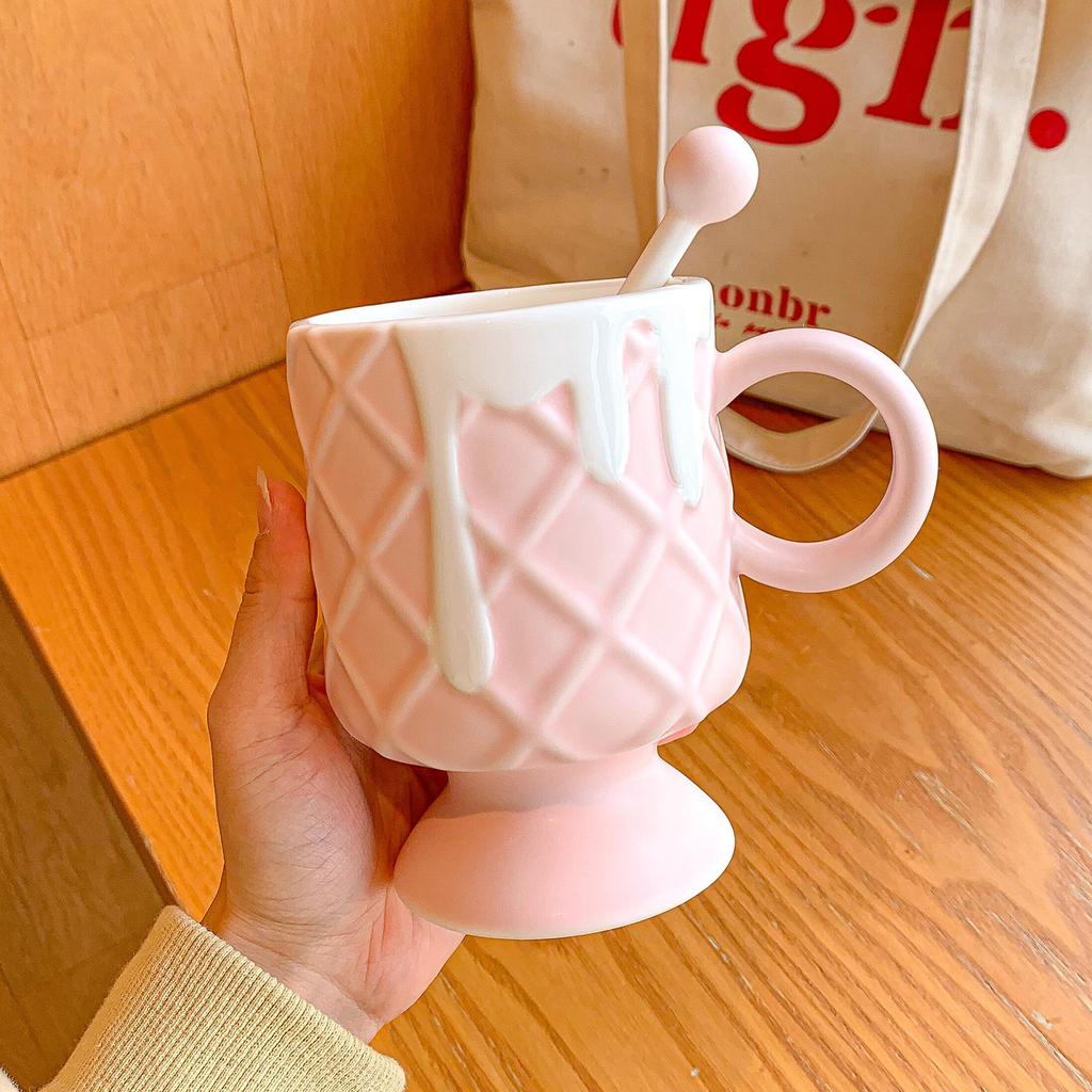 Hochwertige Keramiktasse für Frauen Haushalt Eisbecher Becher Büro Wasserbecher Frühstück Milchbecher