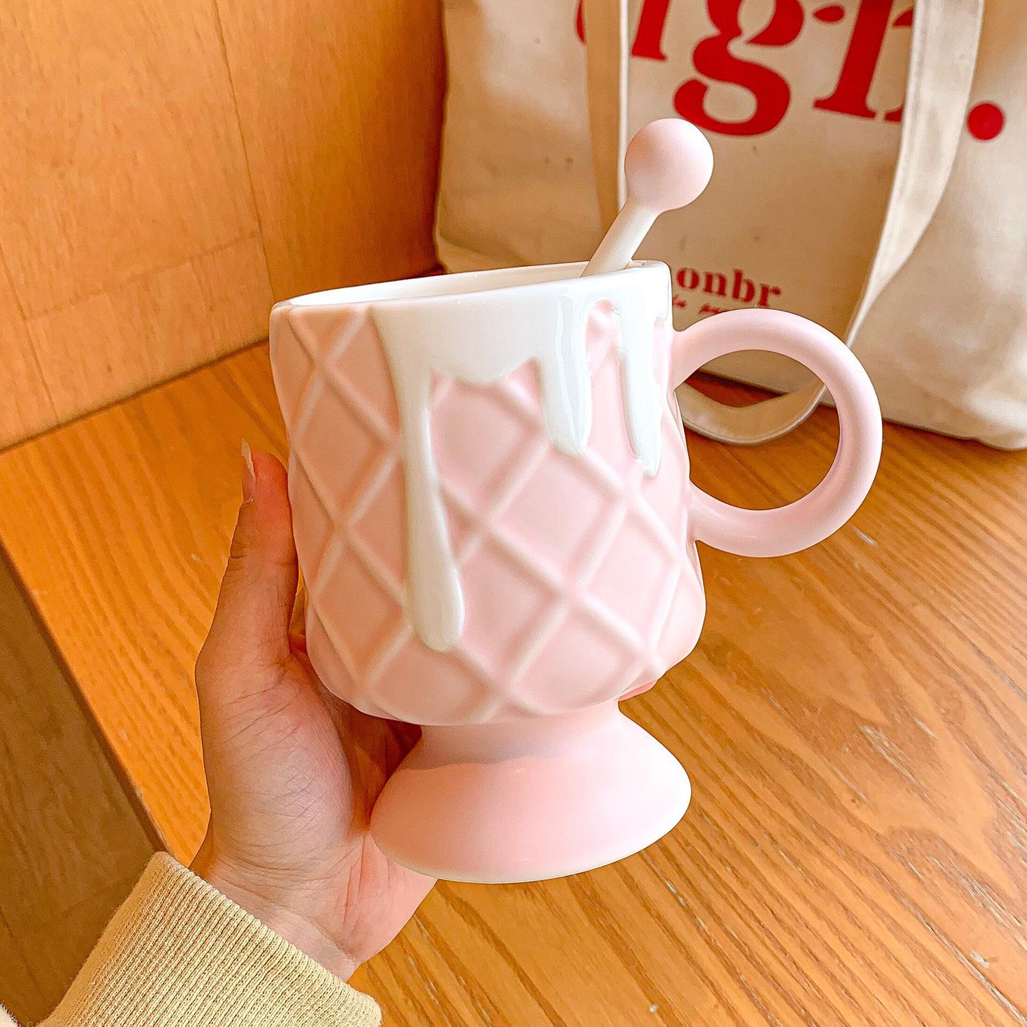 

Керамическая чашка высокой ценности для женщин, бытовая чашка для мороженого, кружка, офисная чашка для воды, чашка для завтрака и молока 401-500ml