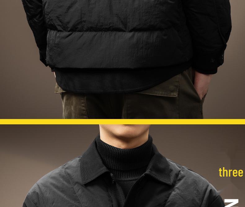 Men's 2024 Winter Loose-fit Shirt-style Jacket - White Duck Down, Lightweight, Plus Size Workwear