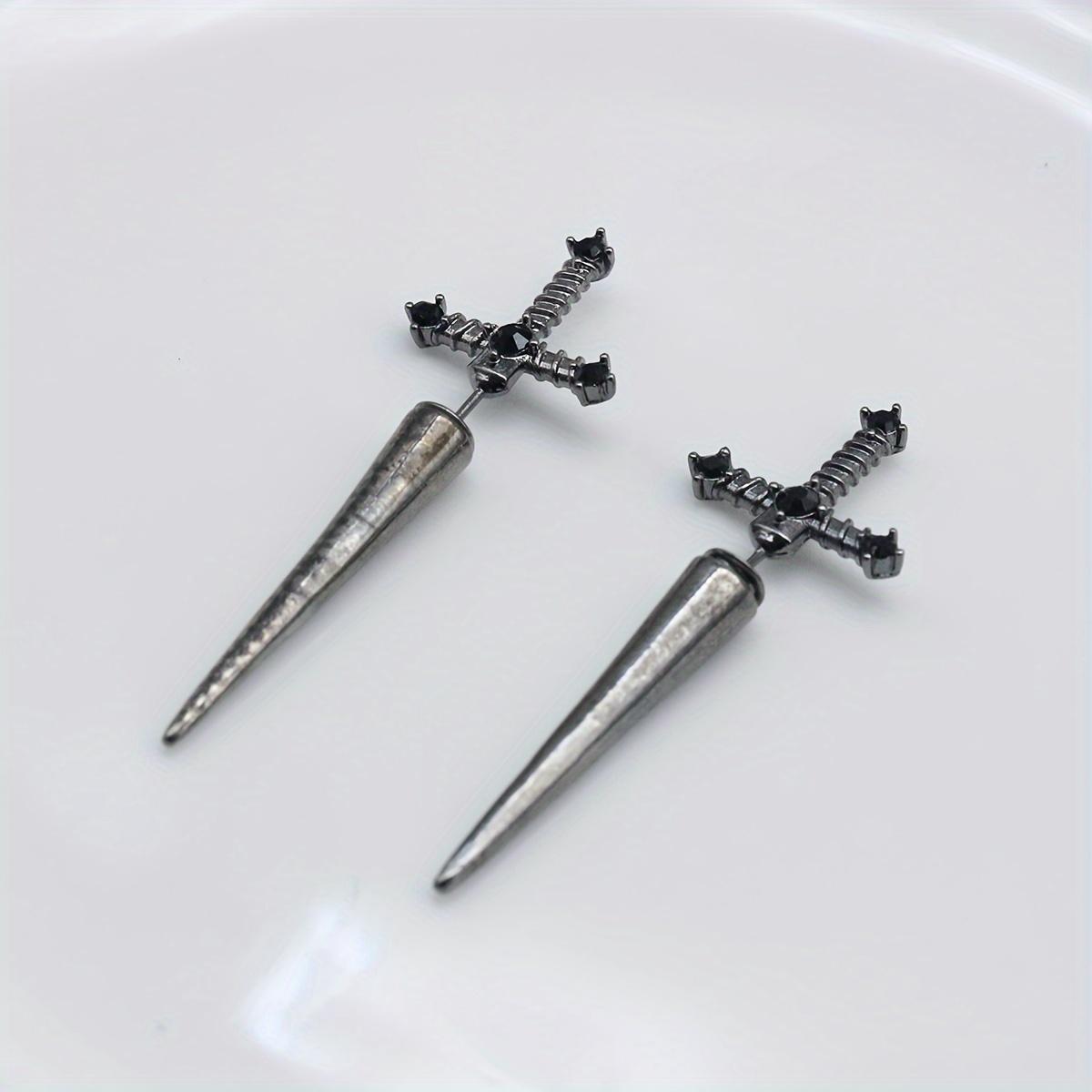 

Антикварные серьги в виде мечей, панк-серьги-кинжалы, готические декоративные серьги со стразами, панк-ювелирные аксессуары, подарки для мужчин и женщин