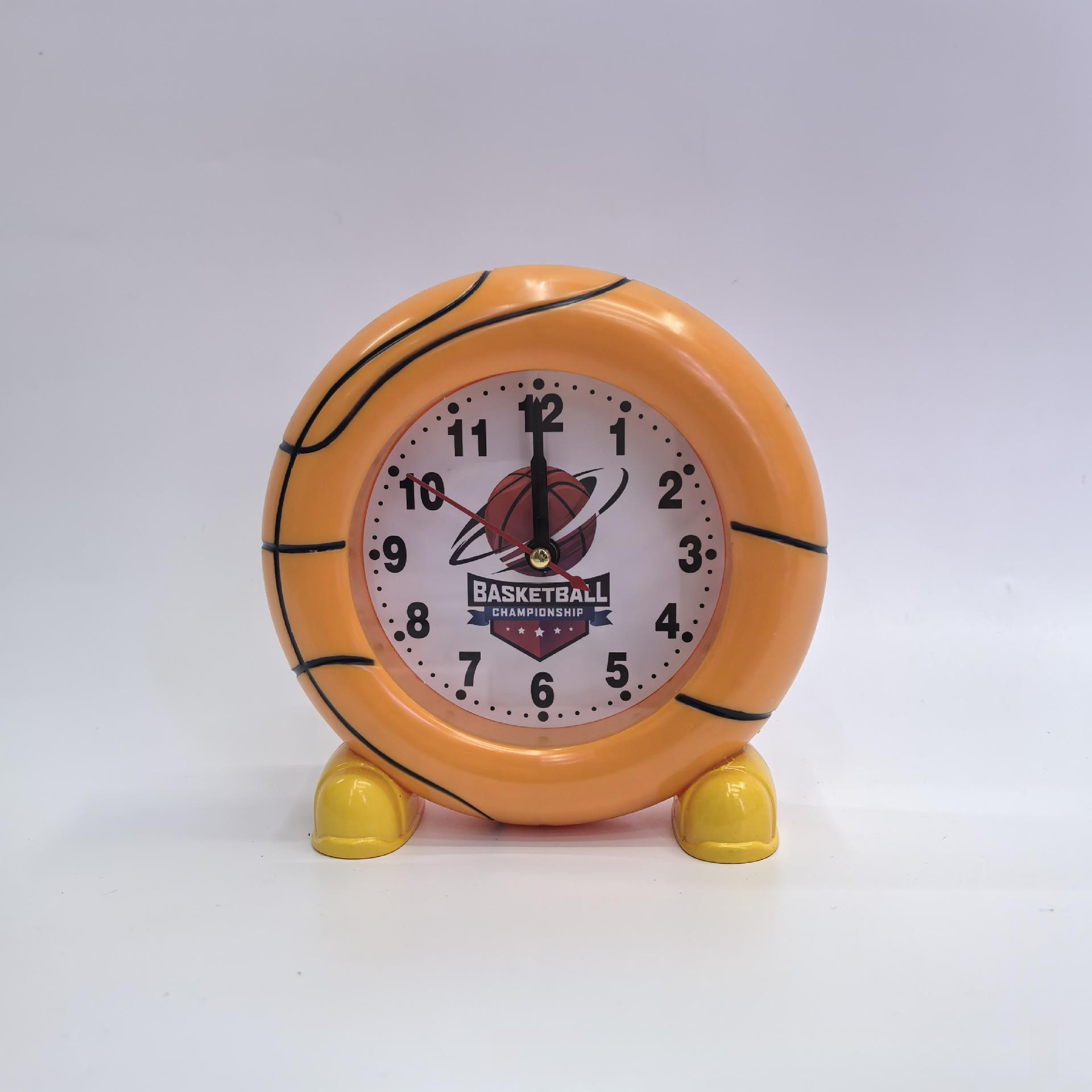 

New product creative personalized home boy cartoon small alarm clock mini portable football basketball small watch ornaments