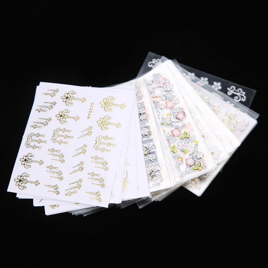 50 Sheets Nail Art Stickers Self Adhesive Flower Luxury Decorations DIY Stylish Nail Decals