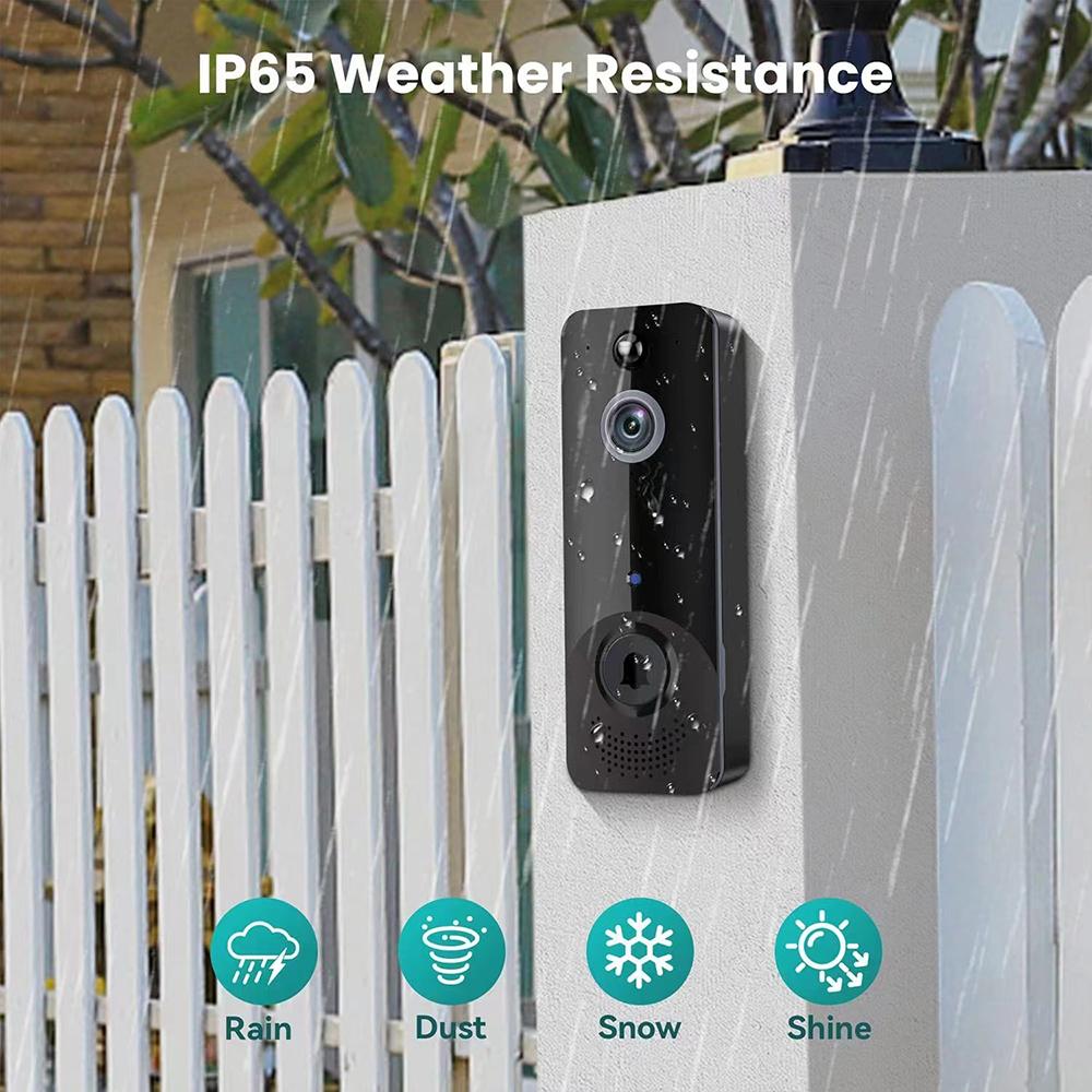 WiFi Video Doorbell Camera with Chime Wireless CMOS Sensor Support 2-Way Audio Motion Detection