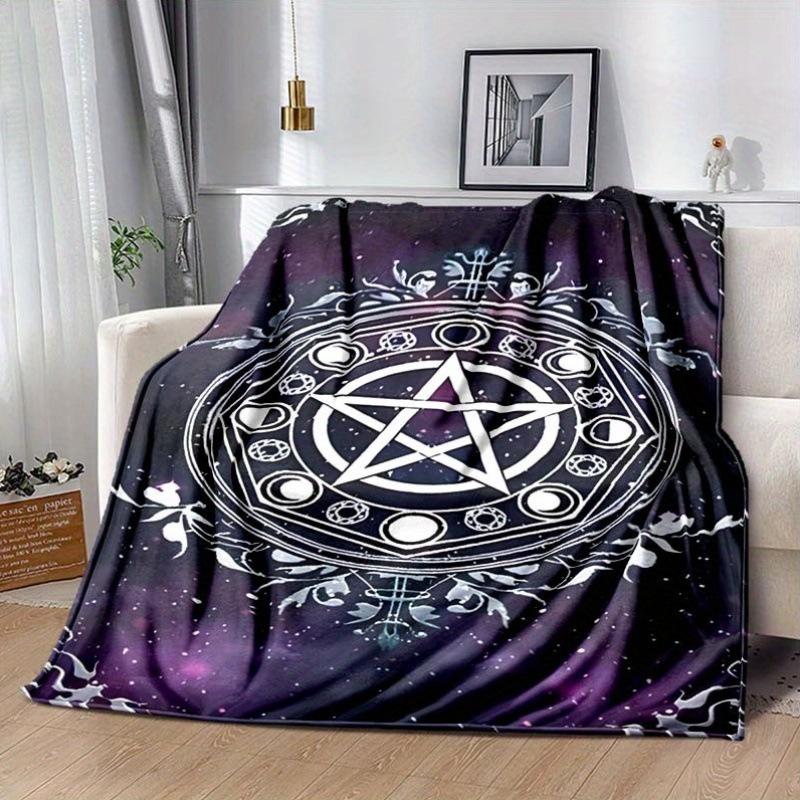 Mysterious Mandala Pentagram Digital-printed Polyester Bedroom Velvet Flannel Cover Blanket Fleece Soft Cover Blankets for Beds