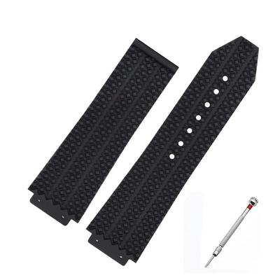 [syzynicy] Silicone Strap Compatible with Hublot Big Bang/Classic Fusion Watches (Black B, 25*19mm) for Men and Women