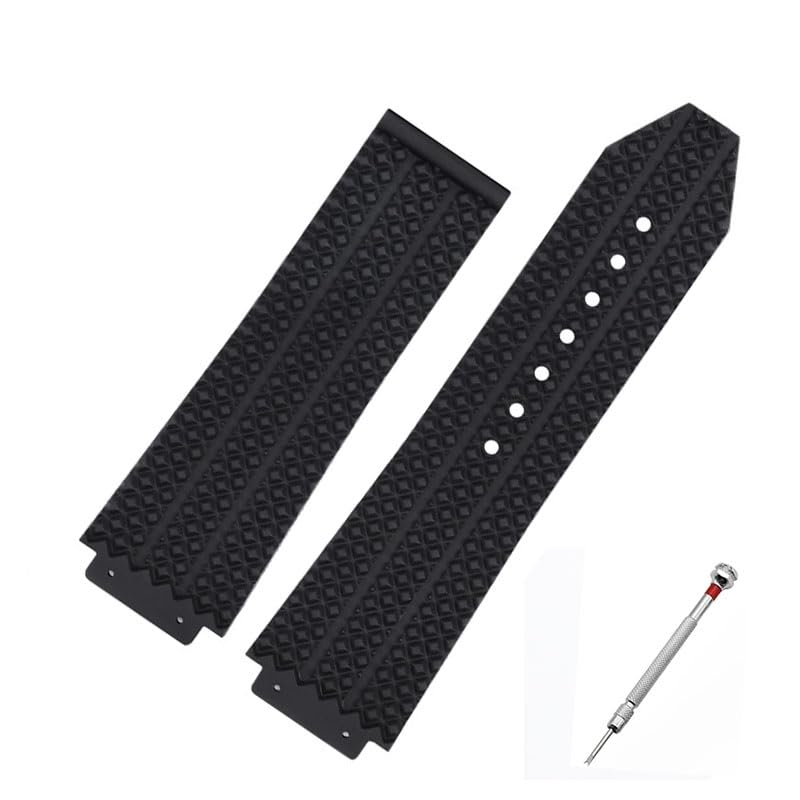 [syzynicy] Silicone Strap Compatible with Hublot Big Bang/Classic Fusion Watches (Black B, 25*19mm) for Men and Women