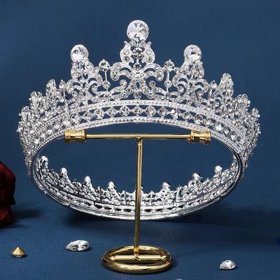 Bridal Crown Luxury Retro Birthday Wedding Tiara Queen Wedding Crown Alloy Rhinestone Full Round Crown