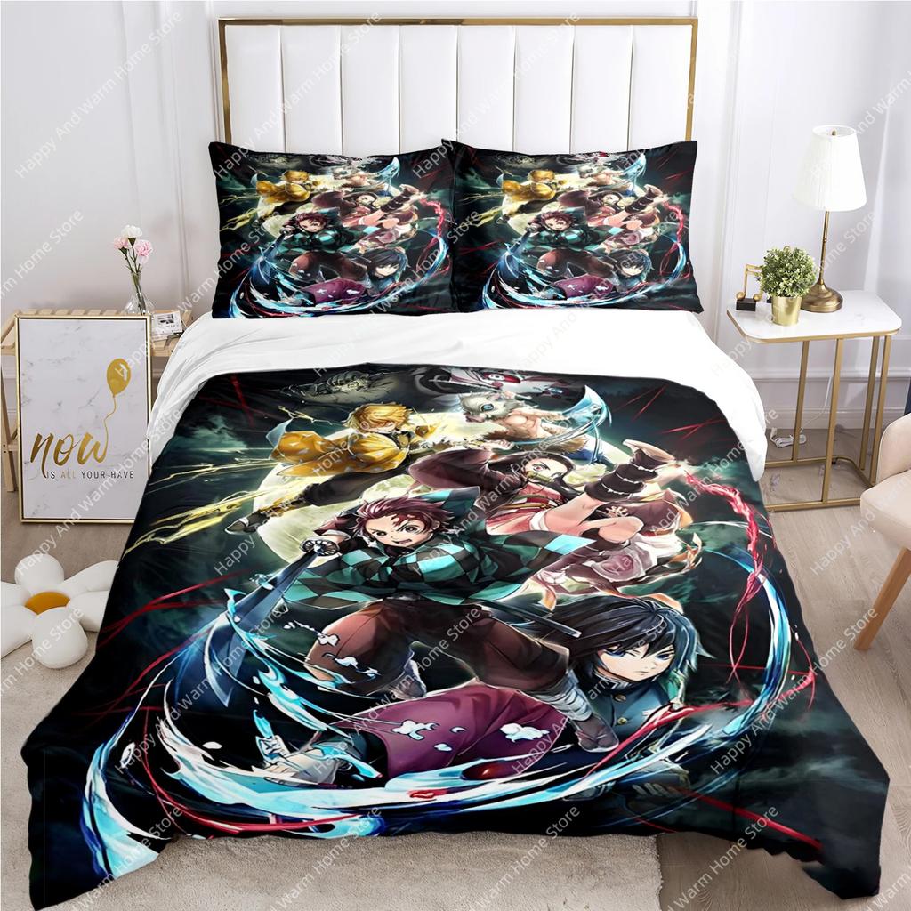 Carton D-Demon-Sla Anime Al Season Soft Duvet Cover Comforter Beding Set Soft Comfortable Quilt Cover Plus Pilowcases Single/Double/Quen/King