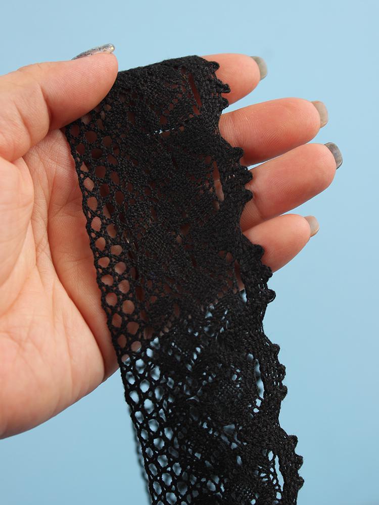 Black Pure Cotton Lace Trim for Clothing and Curtains