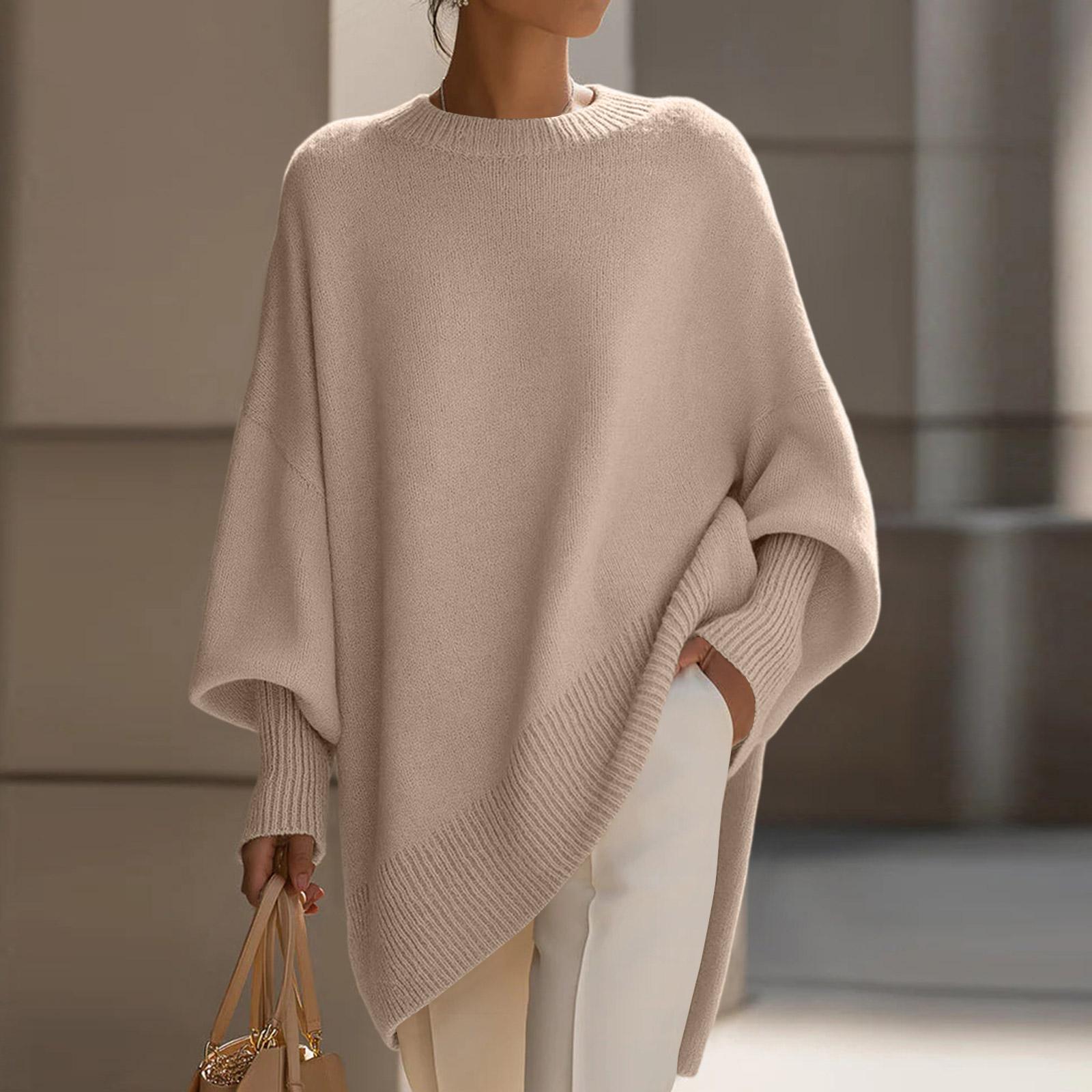 

Жіночий повсякденний светр вільного крою з круглим вирізом M бежевий