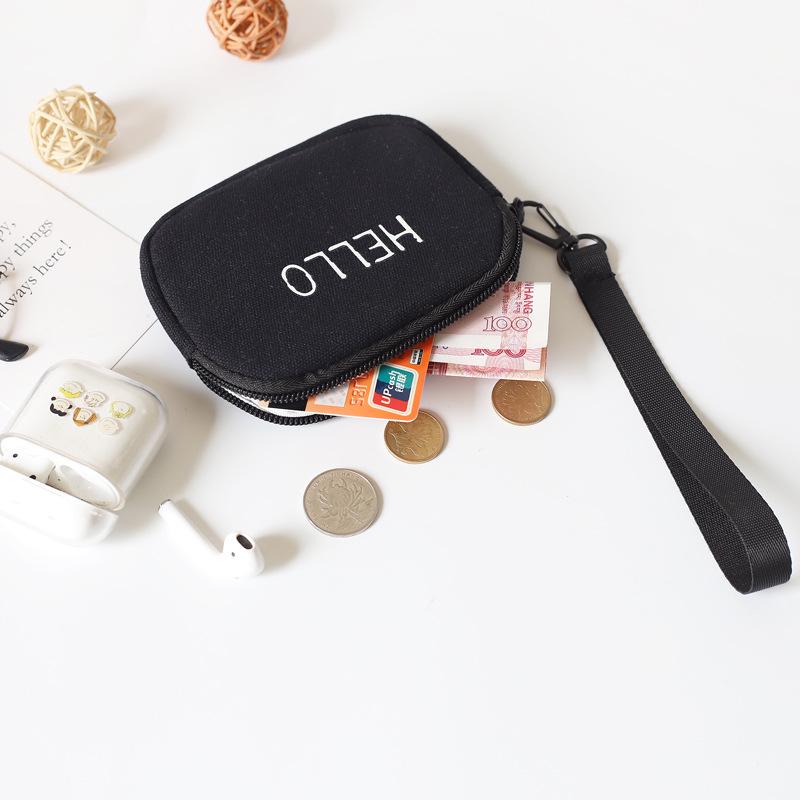 Korean Style Canvas Wrist Wallet: Simple, Portable Card Holder for Students