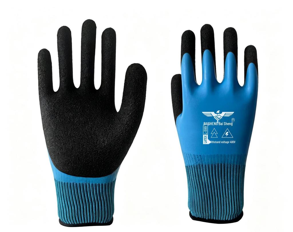 Durable Latex Work Gloves with Embossed Grip for Construction