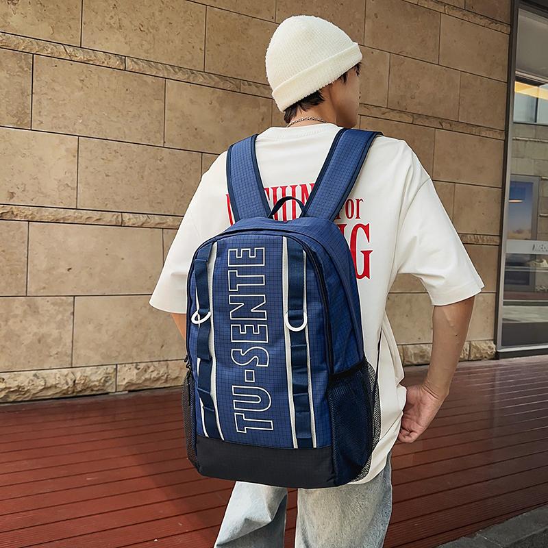 Large Capacity Backpack Men Travel Computer Backpack Letter Print Student Class Commuter Schoolbag
