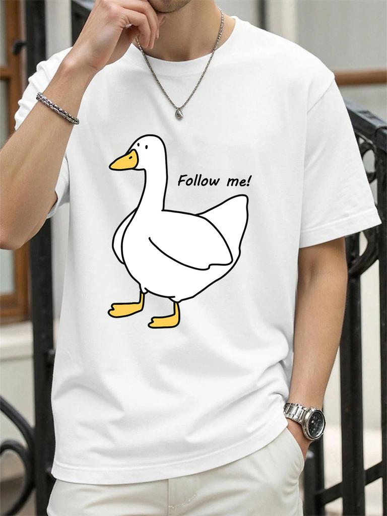 Follow The Goose Printing TShirt Women Cotton Summer Tops Comfortable Loose ONeck Short Sleeve T Shirts Casual Womans Clothes