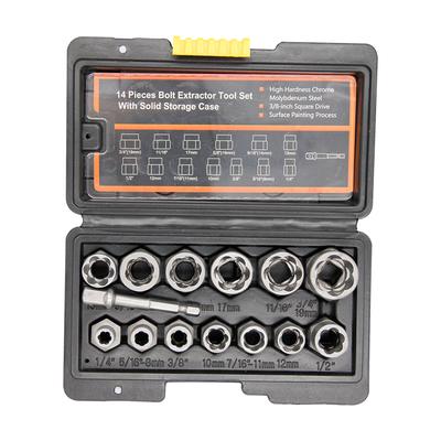 Extracteur d'écrous endommagés 14 pièces douille à dents glissantes outil d'accessoire pour le retrait d'écrous de vis endommagés