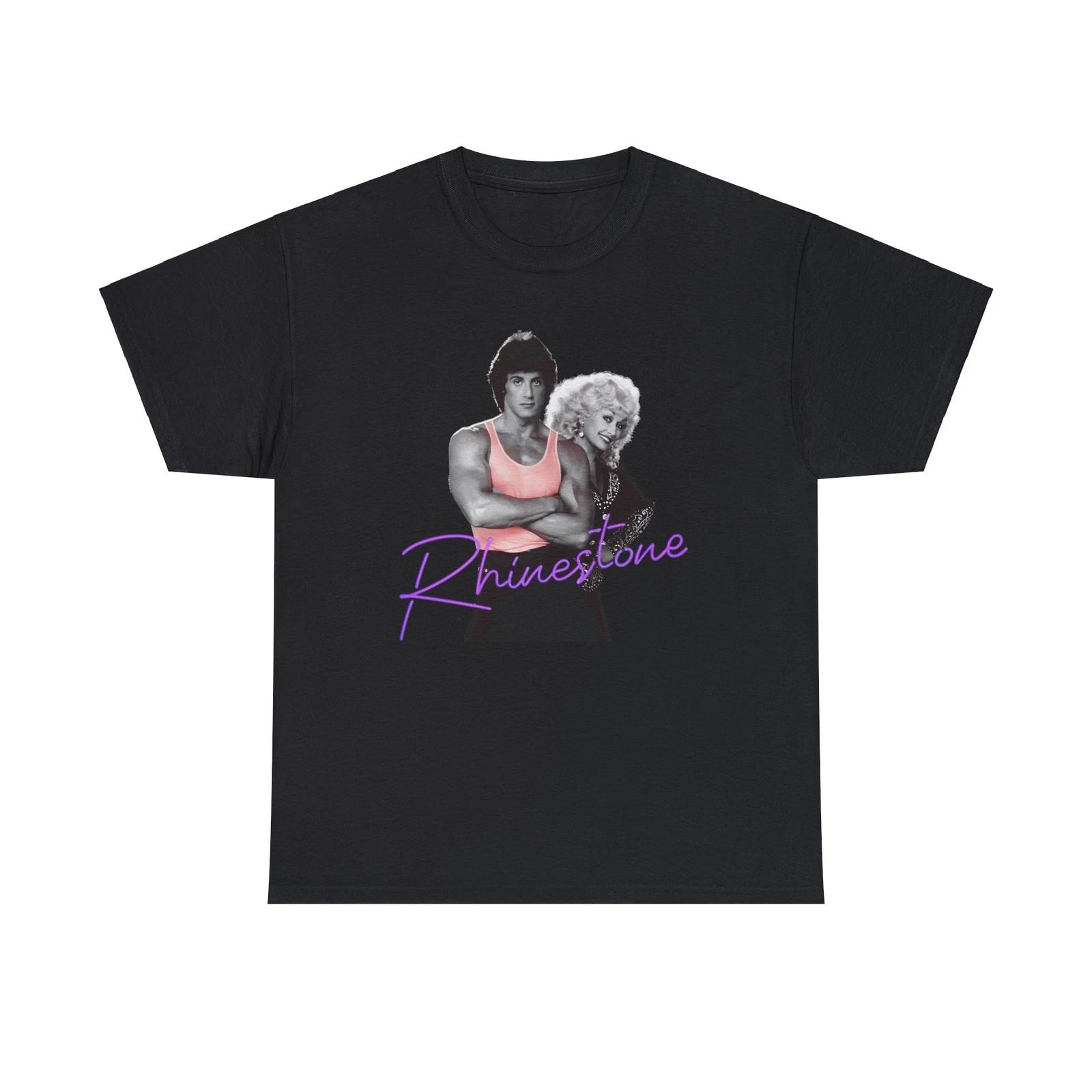 Rhinestone Heavy Cotton Tee, Sylvester Stallone, Dolly Parton, 80s movie XL