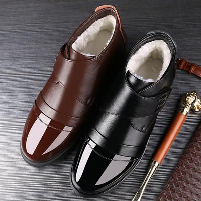 Winter Cotton Shoes Velcro High-top Shoes Velvet Men's Shoes Warm Men's Winter Shoes Men's Cotton Shoes Leather Business Casual Shoes