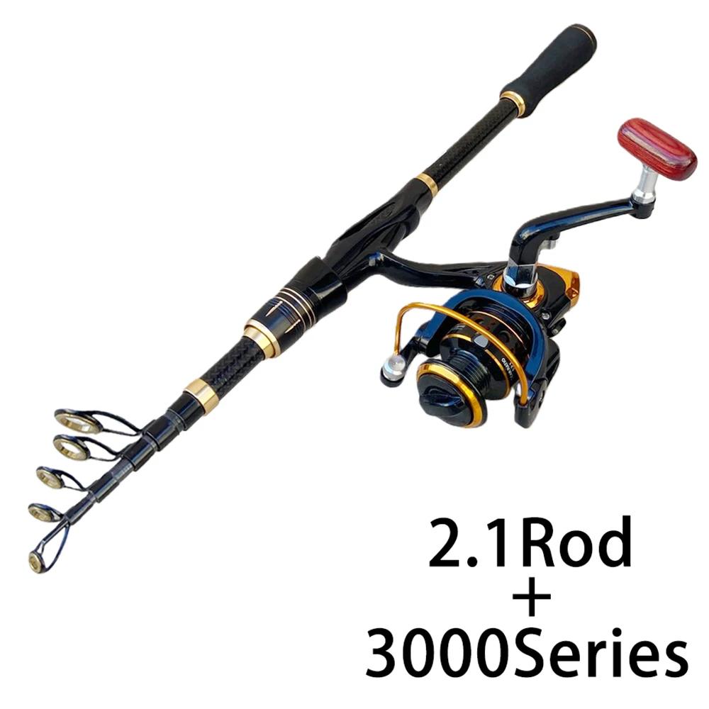 Combo Canna da Pesca Spinning Portatile Corta Telescopica Mini Canna da Mare Lunghezza Chiusa 41-42 cm Con Rapporto di Recupero 7.2:1/5.2:Kit 1 Ruota