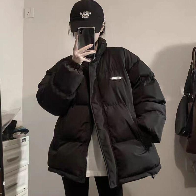 

Пуховики для женской зимы, новые корейские маленькие хлопковые куртки, хлопковые куртки, куртки-пуховики и куртки. 2XL чёрный