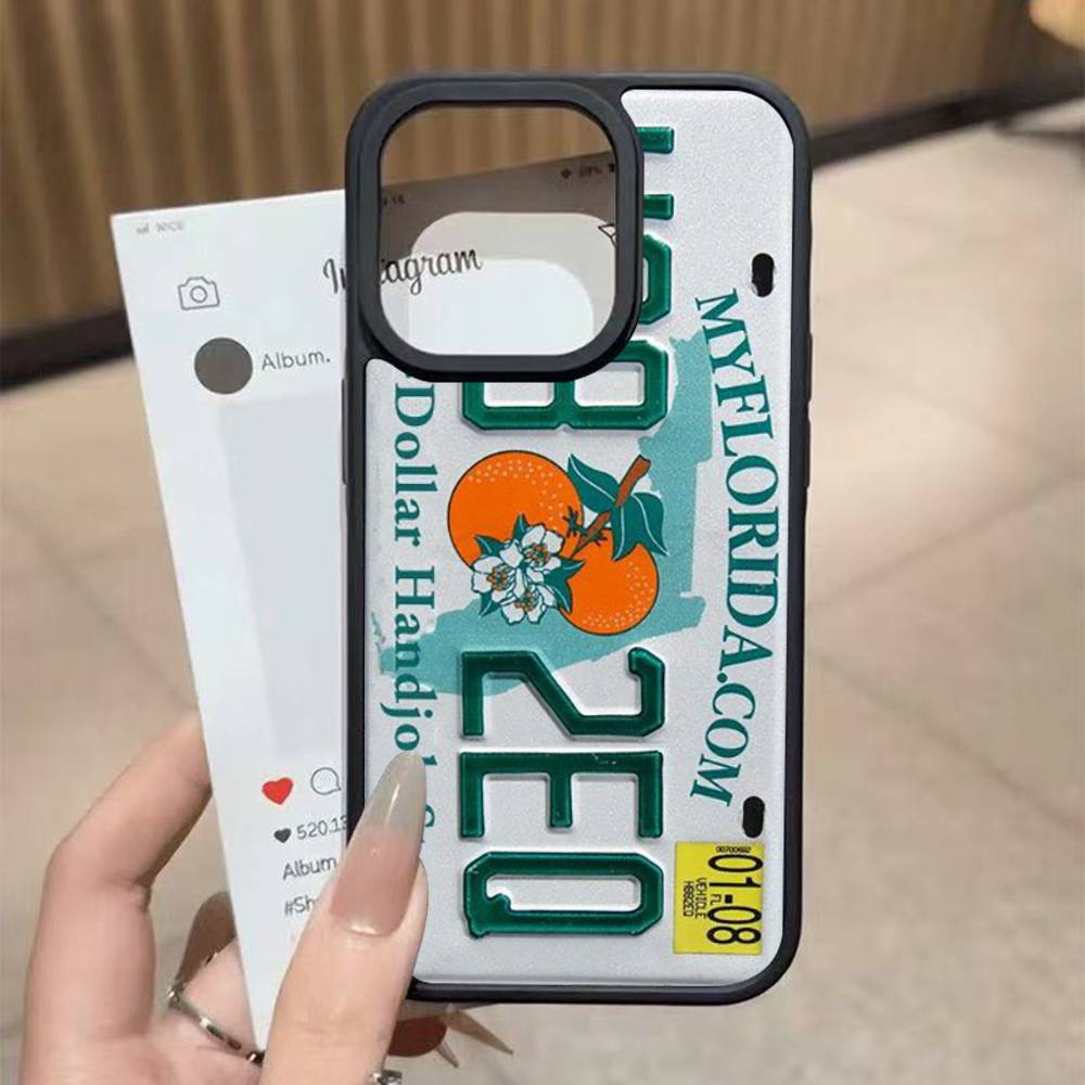 Retro Vintage License Plate For Iphone 11 12 13 14 15 Pro Max 17 16 Plus Hard PC+TPU Back Cover