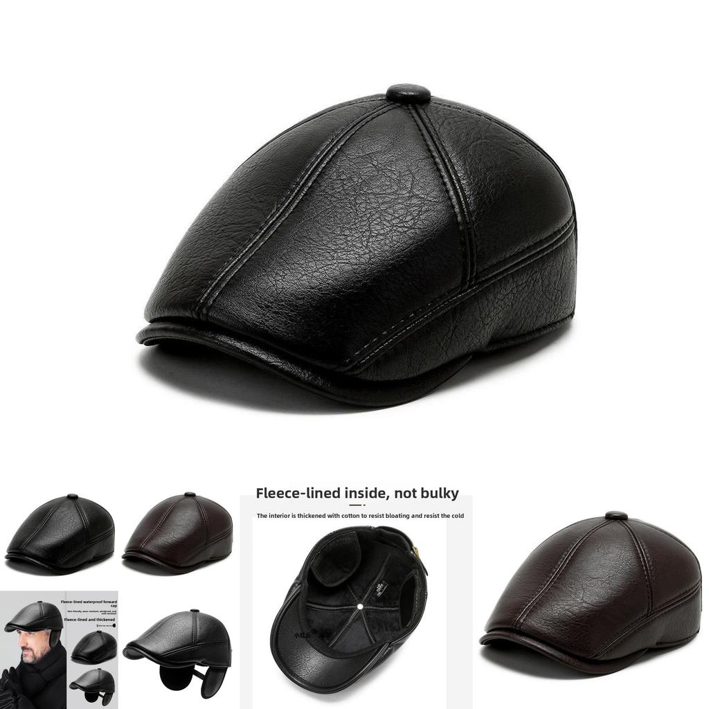 Thermal Hat For Elderly Men With Plush Lining And Ear Protection Design For Casual Wear