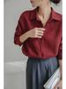 Locker gebürstetes Retro-Hemd aus rotem Cord für Damen – Frühling/Herbst 2025