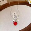 Y2K Dopamine Love Heart Shape Pendant Necklace for Women Personality CCB Clavicle Chain Fashion Jewelry Accessories Party Gifts