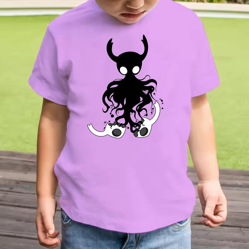 Anime Hollow Knight Kids T-Shirt Funny Cartoon Print Short Sleeve Casual Polyester Tee Boys Girls Summer Fashion Tops Birthday Gift