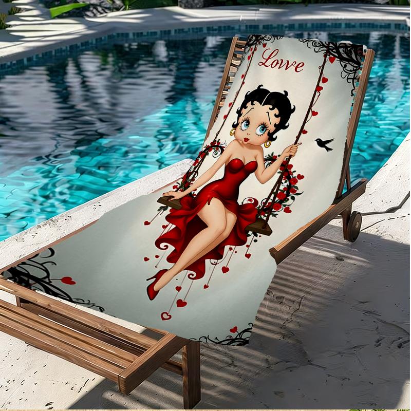 Betty Boop Print Beach Towel, Versatile Lightweight Absorbent Beach Towel for Pool Surf Yoga Bathroom, Perfect Birthday Holiday Gift
