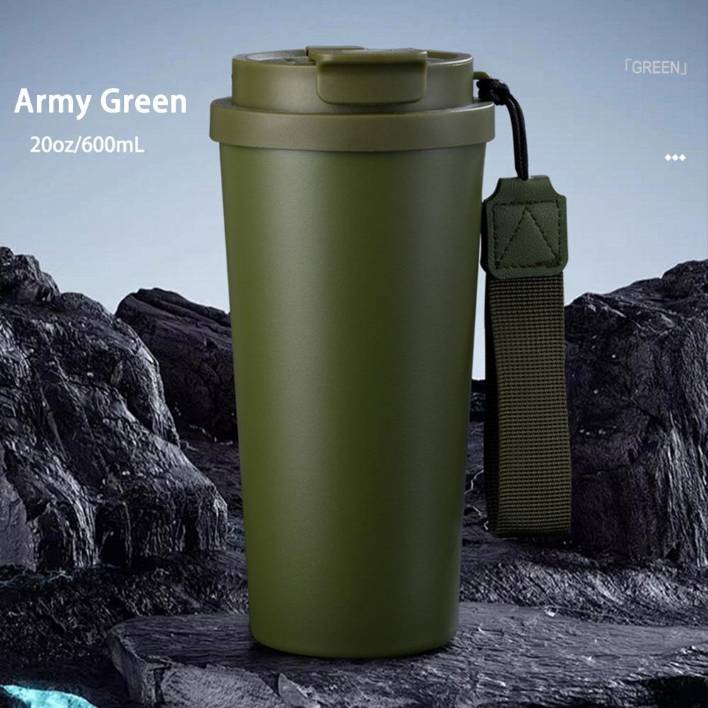 600ml Insulated Coffee Tumbler Double Wall Stainless Steel Thermos Flask with Lid Portable Travel Mug for Car School Gym