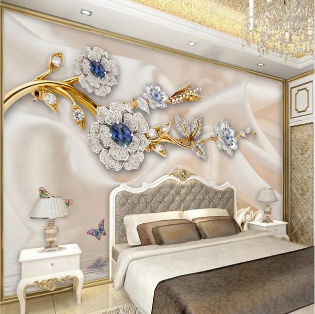 3D Luxury Wallpaper European Swan Floral Jewelry Fresco TV Background Wall Mural Living Room Wall Paper Decor