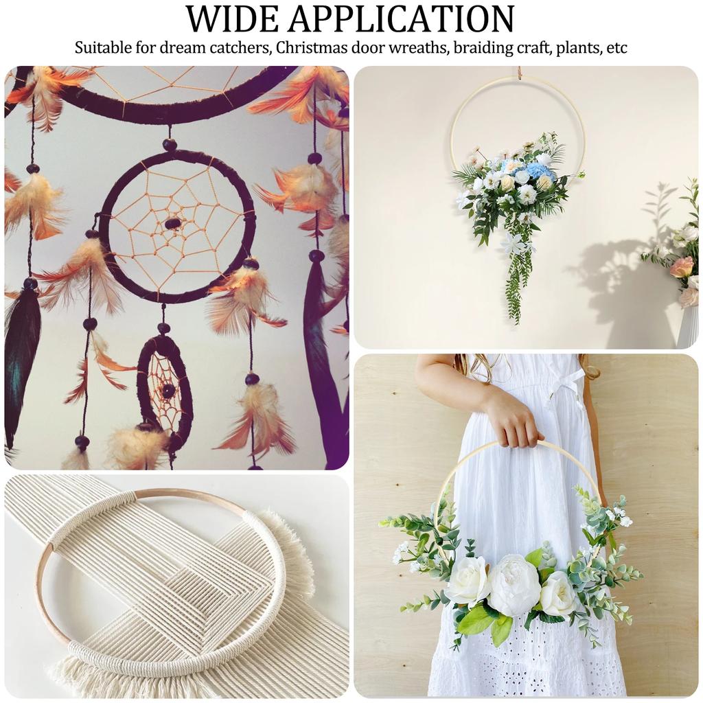 18Pcs Bamboo Rings Set 6 Sizes DIY Bamboo Hoops Set Multipurpose Bamboo Wreath Smooth Craft Hoop for DIY Wedding Wreath Decor