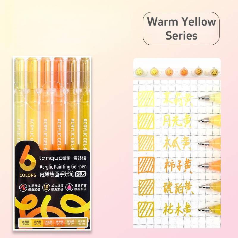 6pcs Acrylic Paint Markers Gel Ink Vintage Marker Liner 1.0mm Fine Tip DIY Craft Painting Drawing Stationery Gift