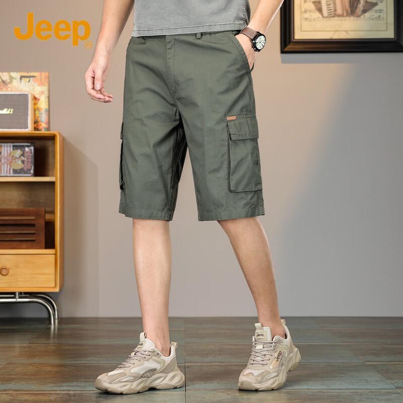 Jeep Men's 100% Cotton Casual Workwear Mid-Length Shorts